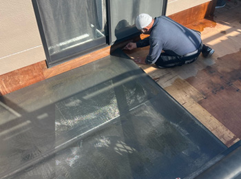 ベランダ防水　施工中